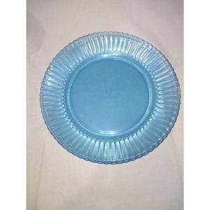 Set of 4 Ice blue forte crisa ribbed dinner plates (10" diameter)